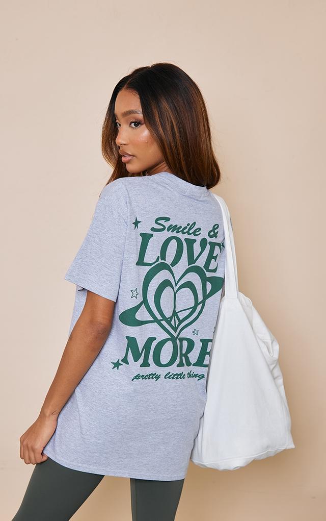 Grey Love More Back Print T Shirt on Productcaster.