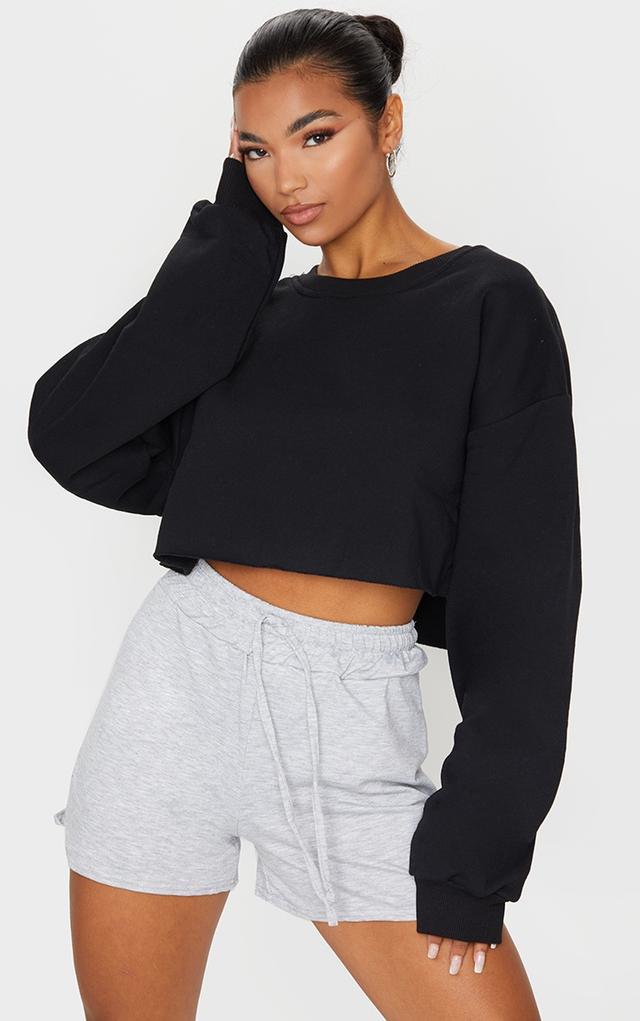 Oversized Black Crop Sweatshirt on Productcaster.