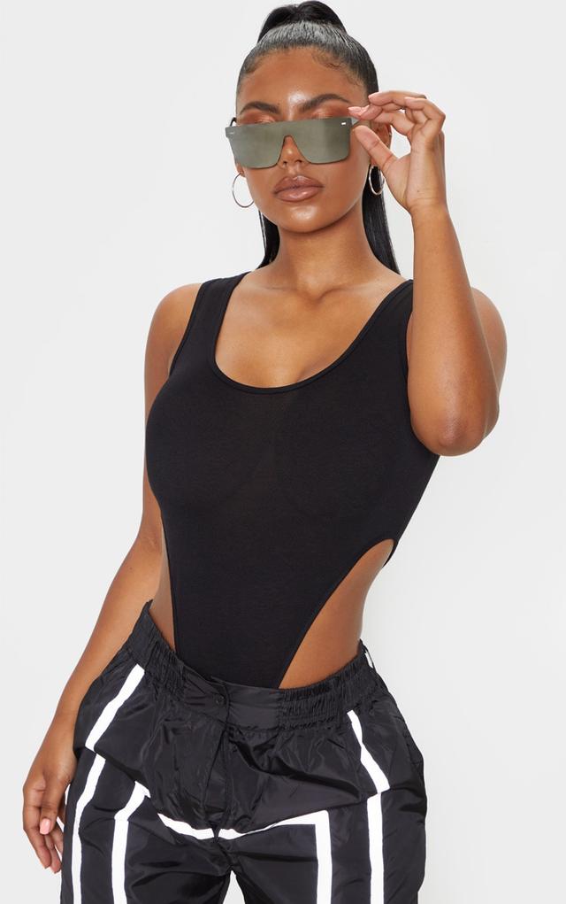 Black Scoop Neck High Leg Bodysuit on Productcaster.