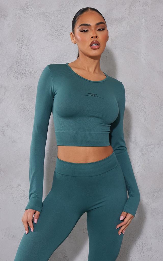 PLT Green Sport Seamless Long Sleeve Cropped Top on Productcaster.