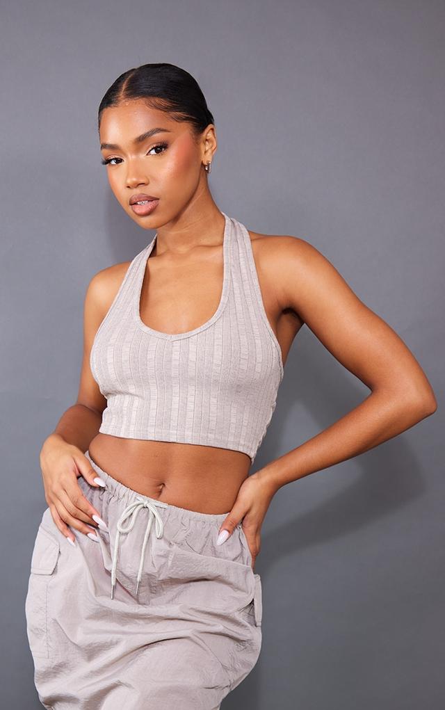 Stone Thick Rib Halter Crop Top on Productcaster.