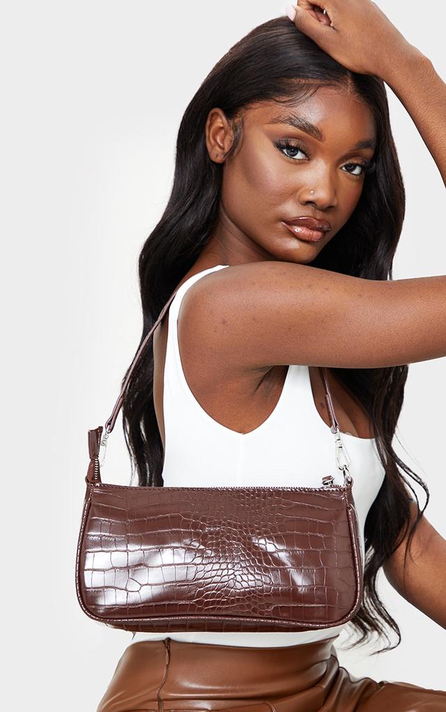 Chocolate Croc Shoulder Bag on Productcaster.