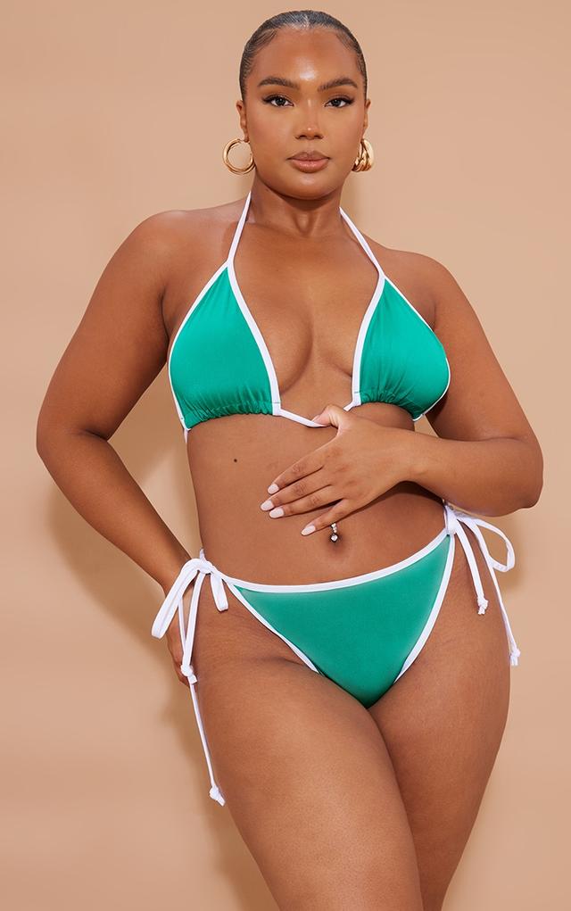 Plus Bright Green Contrast Binding Triangle Bikini Top on Productcaster.