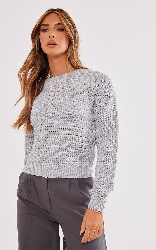 Grey Waffle Knit Jumper on Productcaster.