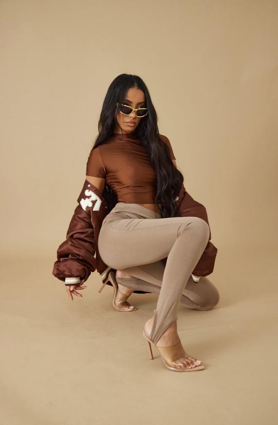 Taupe Slinky High Waist Stirrup Hem Leggings on Productcaster.