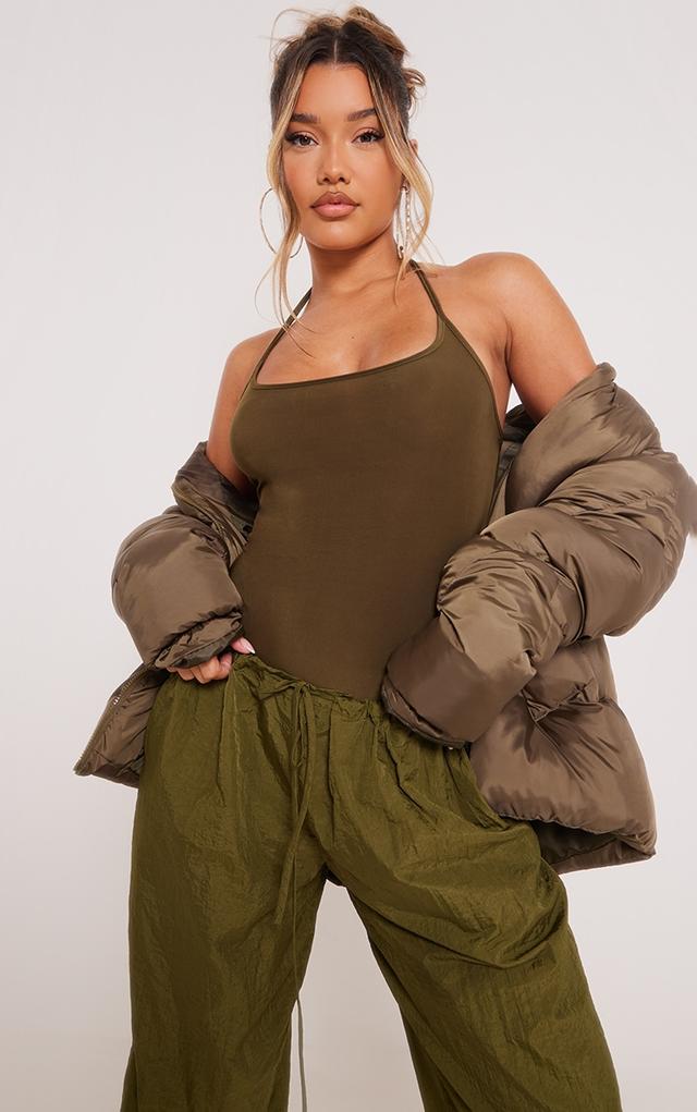 Khaki Slinky Halter Bodysuit on Productcaster.