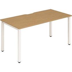 Evolve Plus Single White Frame Bench Desk W1600mm Oak , HuntOffice.co.uk on Productcaster.