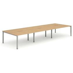 Evolve Plus B2B Silver Frame Bench Desk W1200mm Beech (6 Person Pod) , HuntOffice.co.uk on Productcaster.