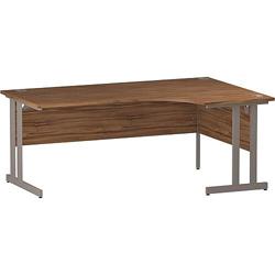 Impulse L-Shaped Right Hand Office Desk W1800xD1200/800xH730mm Silver Double Walnut Top , HuntOffice.co.uk on Productcaster.