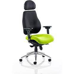 Chiro Plus Ultimate High Back Ergonomic Posture Office Chair With Headrest Black Back & Green Seat , HuntOffice.co.uk on Productcaster.