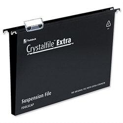 Rexel Crystalfile Extra Foolscap Vertical Suspension File Black Plastic 50mm Pack 25 on Productcaster.