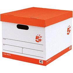 5 Star Archive Storage Box FSC W321xD392xH291mm White & Red 10 Pack on Productcaster.