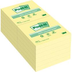 Pack of 12Post-it Recycled Notes 76x76mm Canary Yellow Pad of 100 on Productcaster.