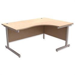 Office Desk Radial Right Hand Silver Legs W1600xD1200xH725mm Maple Ashford on Productcaster.