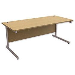 Office Desk Rectangular Silver Legs W1800mm Urban Oak Ashford on Productcaster.