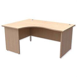 Radial Office Desk Panelled Left Hand W1600xD1200xH725mm Maple Ashford on Productcaster.