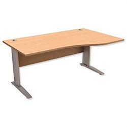 Komo Cantilever Wave Office Desk Right Hand W1600xD1000-800xH725mm Beech on Productcaster.