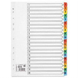 5 Star 1-20 White A4 Index, Coloured Tabs, 230 Micron - Strong and Colourful Tabs for Organising Documents on Productcaster.