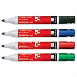 5 Star Assorted Drywipe Markers Bullet Tip Pack 12 on Productcaster.