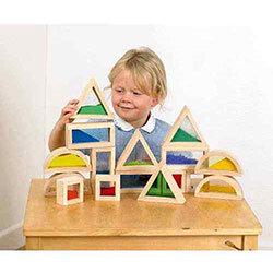 Sensory Blocks - 16 Wooden Blocks, 4 Different Shapes, Educational Quality, Beech, Well-Sanded, Natural Finish & Ideal For Toddlers on Productcaster.