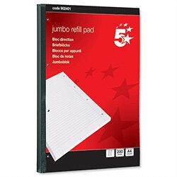 Jumbo A4 Refill Pad Sidebound with Margin 4 Hole Punched 200 Sheets Pack 4 5 Star on Productcaster.