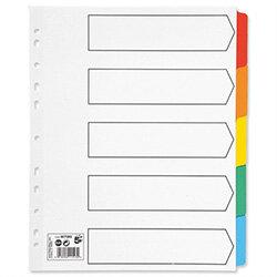 5 Star 5-Part Coloured Tab White Index, Extra Wide, A4 White - Wide Format Tabs for Easy Document Access on Productcaster.