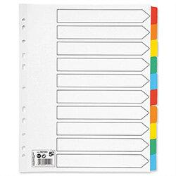 10 Part Extra Wide Index Dividers With Coloured Tabs A4 White 5 Star on Productcaster.