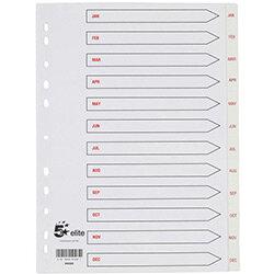 5 Star Elite A4 Premium Index White Tabs Polypropylene January - December White on Productcaster.