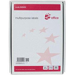 5 Star Office Multipurpose Labels Laser Copier Inkjet 16 Per Sheet 99x34mm White 8000 Labels Pack of 500 on Productcaster.