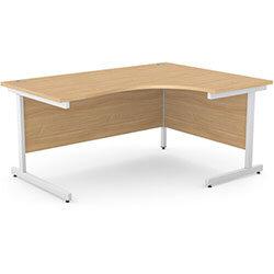 Office Desk Radial Right Hand White Cantilever Legs W1600xD1200xH725mm Beech Ashford on Productcaster.