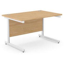 Office Desk Rectangular White Cantilever Legs W1200xD800xH725mm Beech Ashford on Productcaster.