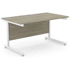 Office Desk Rectangular White Cantilever Legs W1400xD800xH725mm Arctic Oak Ashford on Productcaster.