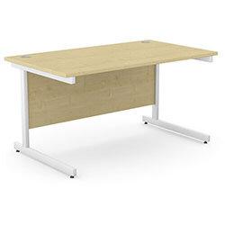 Office Desk Rectangular White Cantilever Legs W1400xD800xH725mm Maple Ashford , HuntOffice.ie on Productcaster.