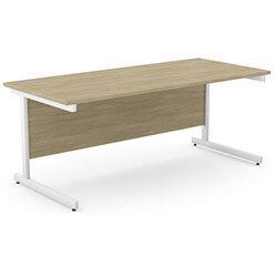 Office Desk Rectangular White Cantilever Legs W1800xD800xH725mm Urban Oak Ashford on Productcaster.