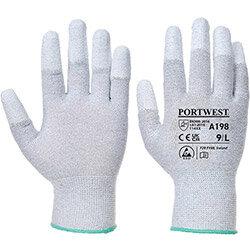 Portwest A198 Antistatic PU Fingertip Glove Grey XXSmall , HuntOffice.ie on Productcaster.