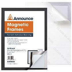 Announce Magnetic Frames A4 Black Pack of 2 AA01846 , HuntOffice.ie on Productcaster.