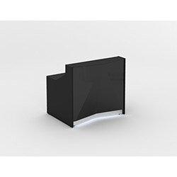 ALPA Small Straight Reception Desk with Black Glass Front W1256xD946xH1100mm on Productcaster.