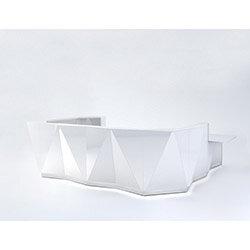 ALPA U Shaped Reception Desk with White Glass Front & Left Low Level Section W4069xD3135xH1100mm on Productcaster.