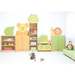 Room Scene Forest - Furniture Set - Cabinets with Shelves, Doors - Box Bench - Decorative Elements - Colour: Birch Tone on Productcaster.