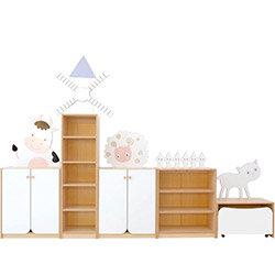 Room Scene Farm - Furniture Kit, Farm Animals Themed - Cabinets, Shelves, Storage - Material: Birch - Colour: White, Brown on Productcaster.