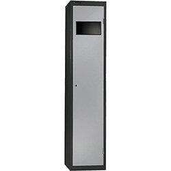 Probe Bulk Garment Collector Locker Activecoat W380mmxD460mmxH1780mm with Black Body and Silver Door on Productcaster.