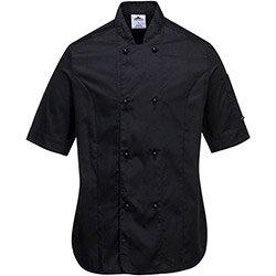 Portwest C737 Rachel Women's Short Sleeve Chefs Jacket Black Large on Productcaster.