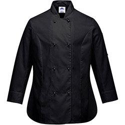 Portwest C837 Rachel Long Sleeve Women's Chefs Jacket Black Medium , HuntOffice.ie on Productcaster.