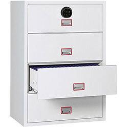 Phoenix World Class Lateral Fire File FS2414F 4 Drawer Filing Cabinet with Fingerprint Lock White , HuntOffice.ie on Productcaster.