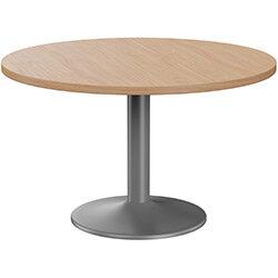 Fermo Round 1200mm Diameter Meeting Room Office Table With Beech Top Anthracite Trumpet Base on Productcaster.