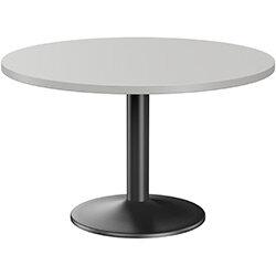 Fermo Round 1200mm Diameter Meeting Room Office Table With Grey Top Black Trumpet Base on Productcaster.