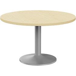 Fermo Round 1200mm Diameter Meeting Room Office Table With Maple Top Silver Trumpet Base on Productcaster.