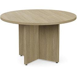 Fermo Round 1200mm Diameter Meeting Room Office Table With Cross Panel Base Urban Oak on Productcaster.