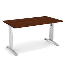 Flex R Height-Adjustable Rectangular Desk 1400x800x640-840mm Walnut on Productcaster.