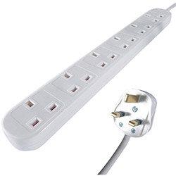 Connekt Gear 3m 6-Way Power Extension Lead White 27-6030 , HuntOffice.ie on Productcaster.